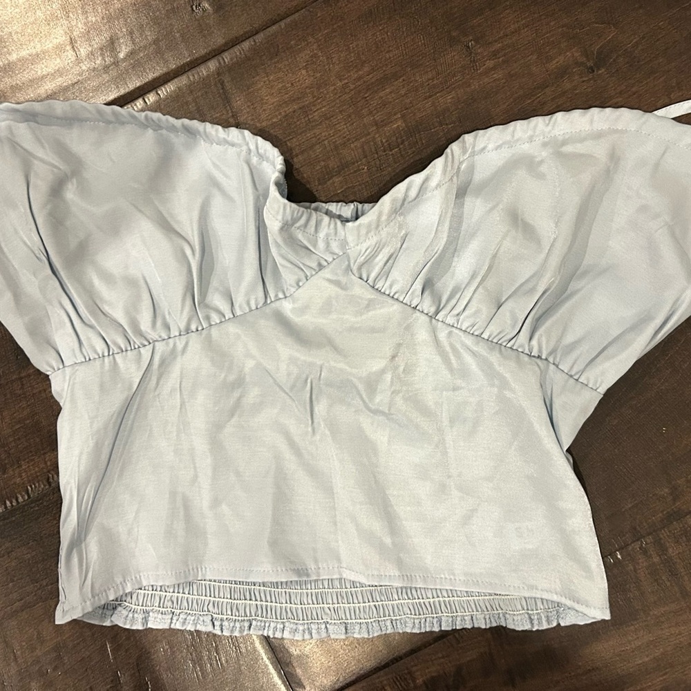 SHEIN Sky Blue Off-Shoulder Blouse